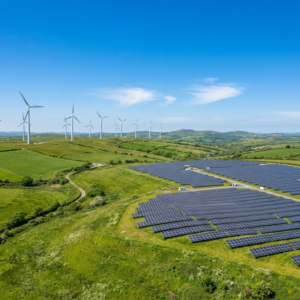 Turbine eoliene și panouri solare — surse regenerabile